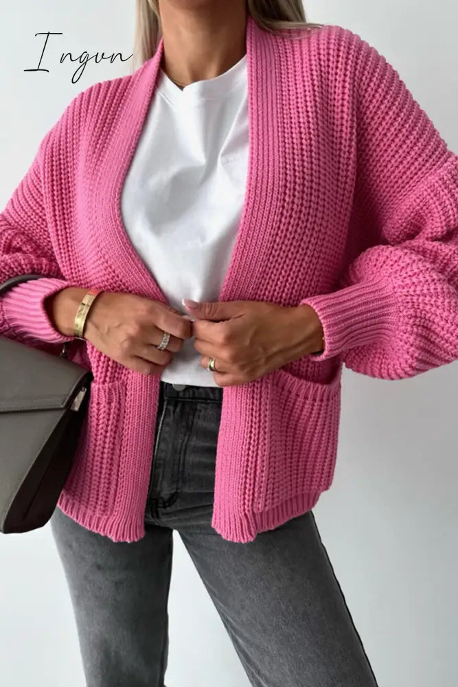 Ingvn - Elegant Solid Pocket V Neck Outerwear