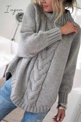 Ingvn - Turtleneck Loose Knitted Pullover Jumper Sweater(3 Colors)