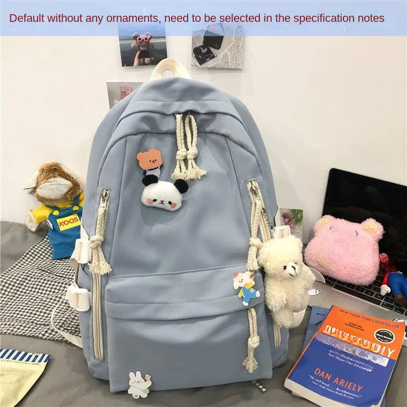 Ingvn  Girls Black Travel Waterproof School Bag Women New Nylon Laptop Book Bag Trendy Fashion Cute Female College Backpack Cool