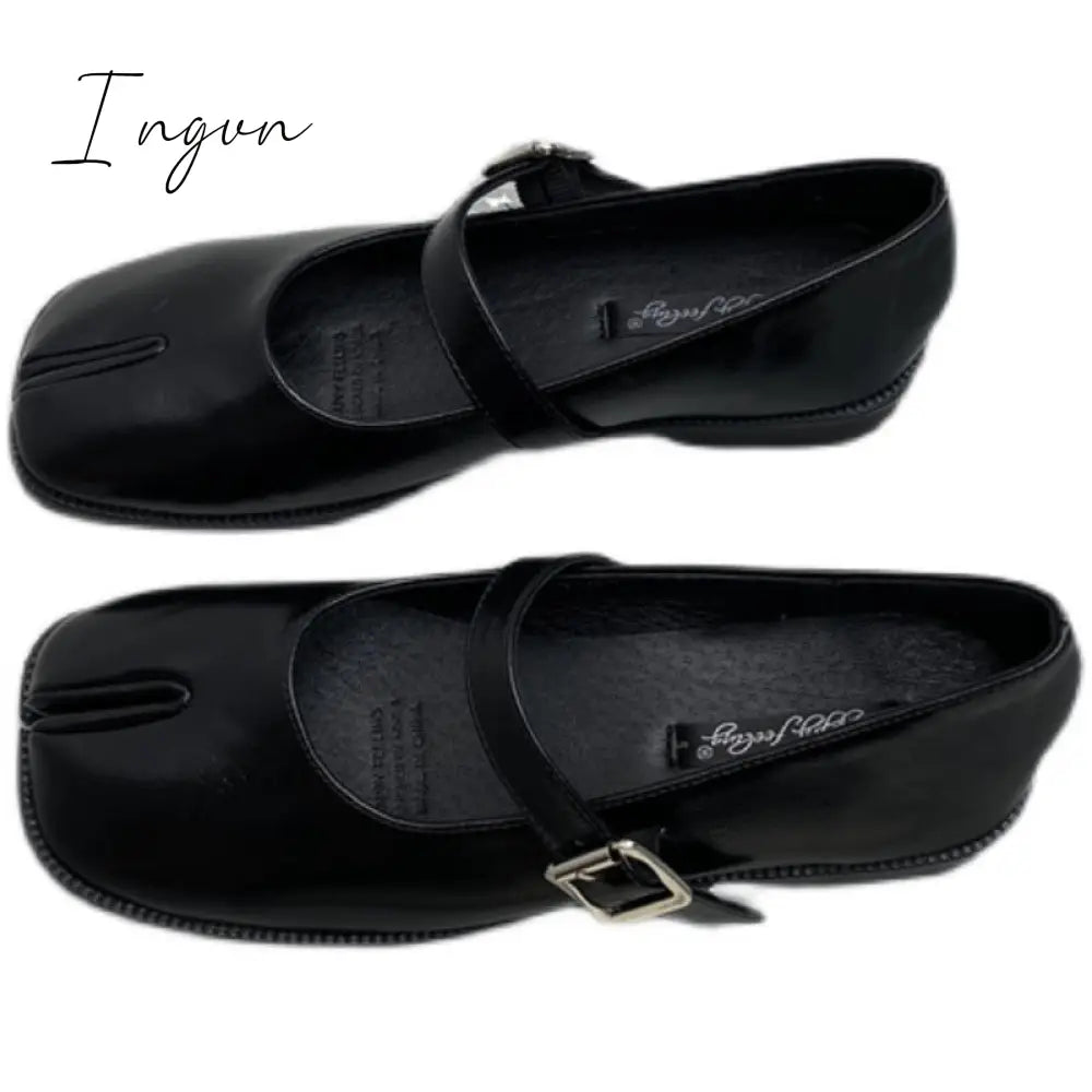 Ingvn - Spring Women Sandals New Split Toe Mary Jane Flats Ladies Pumps Female Retro Vintage Girl Daily Novelty Solid Ninja Shoes