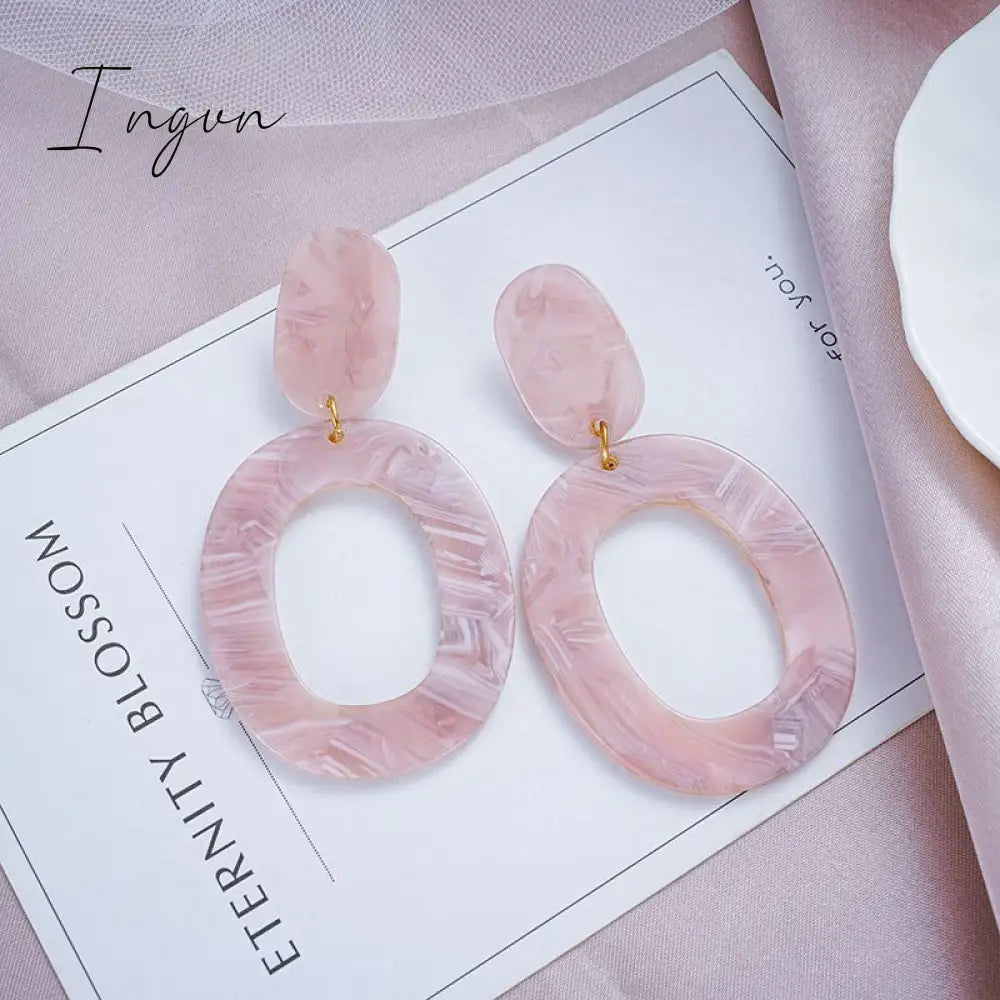 Ingvn - Korean Style Dangle Drop Earrings For Women Pink Color Arcylic Geometric Cute Pendant Earrings 2023 Trend Brincos Jewelry Gifts
