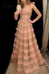 Ingvn - Elegant Solid Mesh Square Collar Cake Skirt Dresses