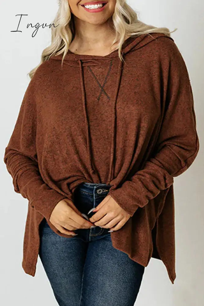 Ingvn - Casual Solid Make Old Hooded Collar Tops
