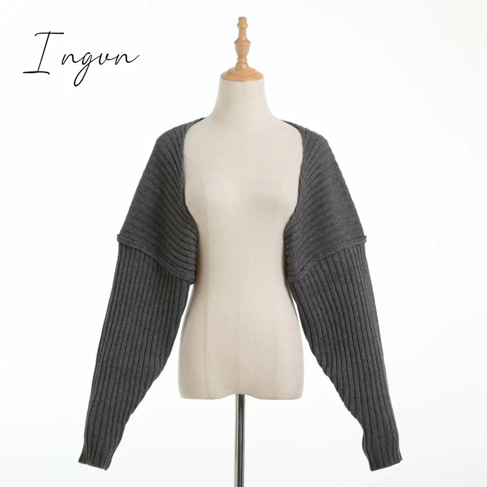 Ingvn - Sexy cropped cardigan knitted short cardigan sweaters for women fashion cute tops korean style long sleeve top batwing sleeve