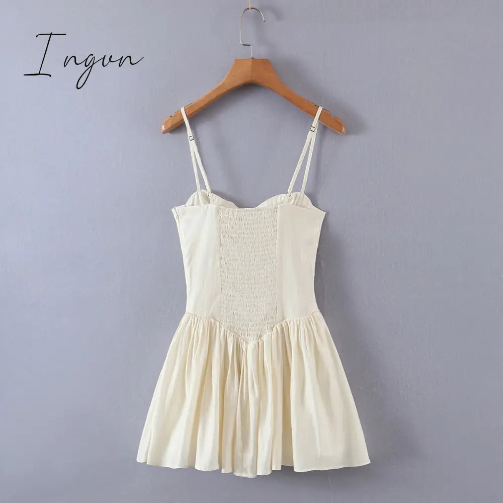 Ingvn - Summer mini dresses for women sexy outfits for woman elegant dress vintage cothes sundress casual ruched dress backless