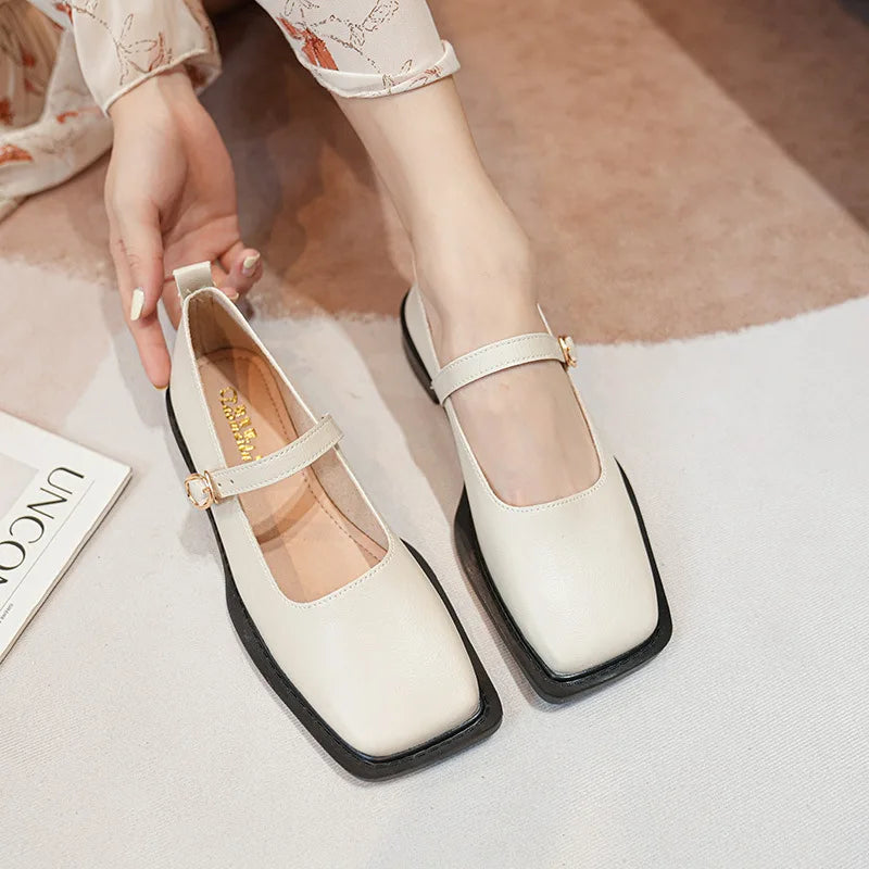 Spring and Autumn Women's Pumps Leather Shoes Ladies Casual Shoes Fashion Flat Loafers British Style Office and Banquet Loafers