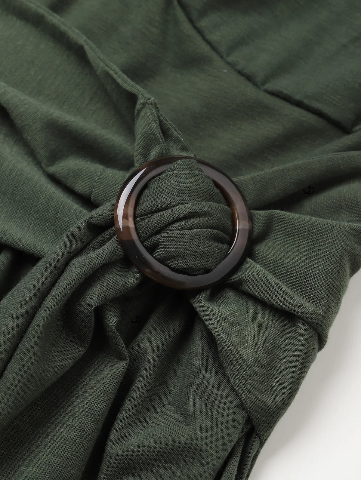 2025 Women's Plain Color Mock Button Empire Waist Ruched Bust Dress Asymmetrical Hem Overlap Self Belted Casual Dress