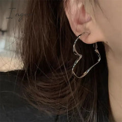 2024 New Trend Vintage Exaggerated Hollow Silver Color Love Heart Hoop Earrings For Women Girls