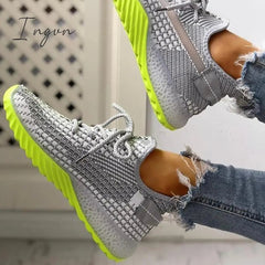 Ingvn - Net Surface Breathable Lace Up Yeezy Sneakers