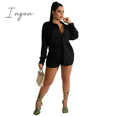 Ingvn - Women Elegant Satin Two Piece Sets Casual Feamle Solid Loose Outfits Long Sleeve Shirt And Wide Leg Straight Pants Suits