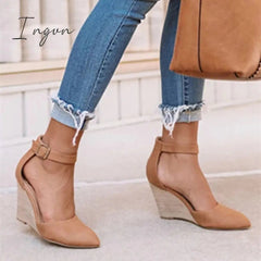 Ingvn - Classic Ankle Strap Wedge Shoes