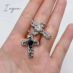 Korean Zircon Crystal Cross Earrings Women Drop Earrings for Gothic Punk Hip Hop Female Piercing Dangle Earrings Party Jewelry