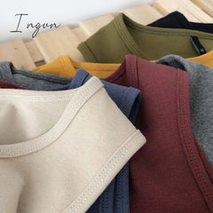 Ingvn - Summer new ladies retro crop top high waist slimming stretch slim short sleeveless bottoming top