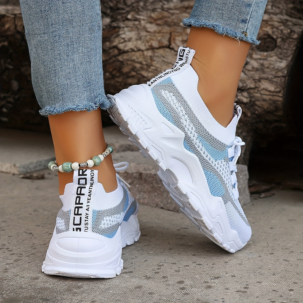 Women's Breathable Mesh Platform Sneakers, Casual Lace Up Outdoor Shoes, Comfortable Low Top Sport Shoes plus size