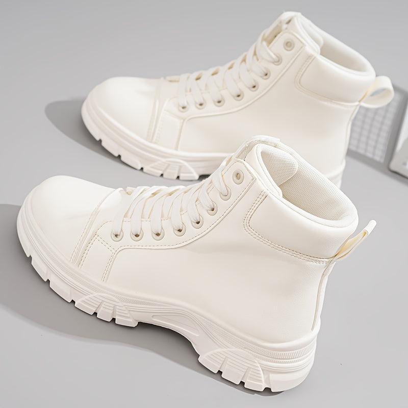 Women's Winter Snow Boots - Casual High-Top, Warm & Comfy with Lace-Up Design, Round Toe, Thick Sole, PU Cover, Rubber Sole