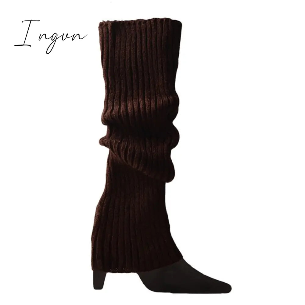 Ingvn - Lolita Leg Warmers Women Warm Winter Knit Foot Cover Crochet Knee Socks Warm Boot Cuffs Beenwarmers Japanese Long Socks