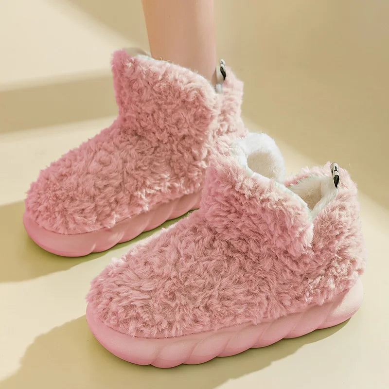 Ingvn  Cotton slippers for women's autumn and winter home use, new indoor plush bags with warm heels for external wear