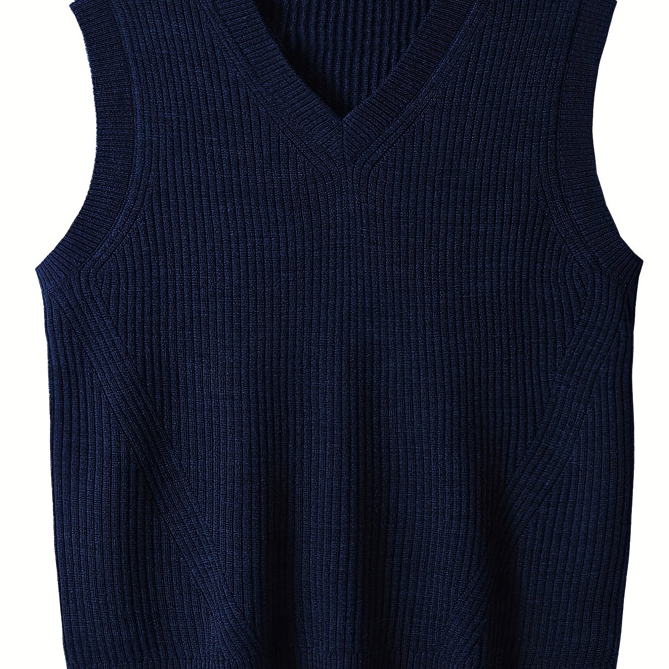 Plus Size Men's Solid Knit Textured Vest Sweater for Spring/Autumn - Oversized Trendy Sleeveless Sweater for Males