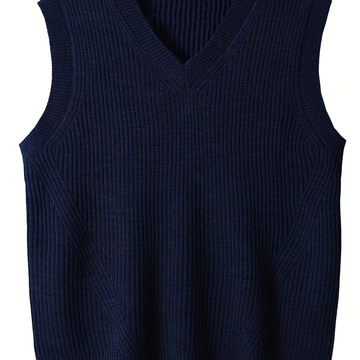 Plus Size Men's Solid Knit Textured Vest Sweater for Spring/Autumn - Oversized Trendy Sleeveless Sweater for Males