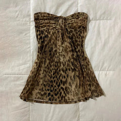 2000s New Fashion Hot Girls Casual Leopard Print Tube Top Punk EMO Rock Aesthetic Crop Top Y2K Harajuku Retro Women's Streetwear