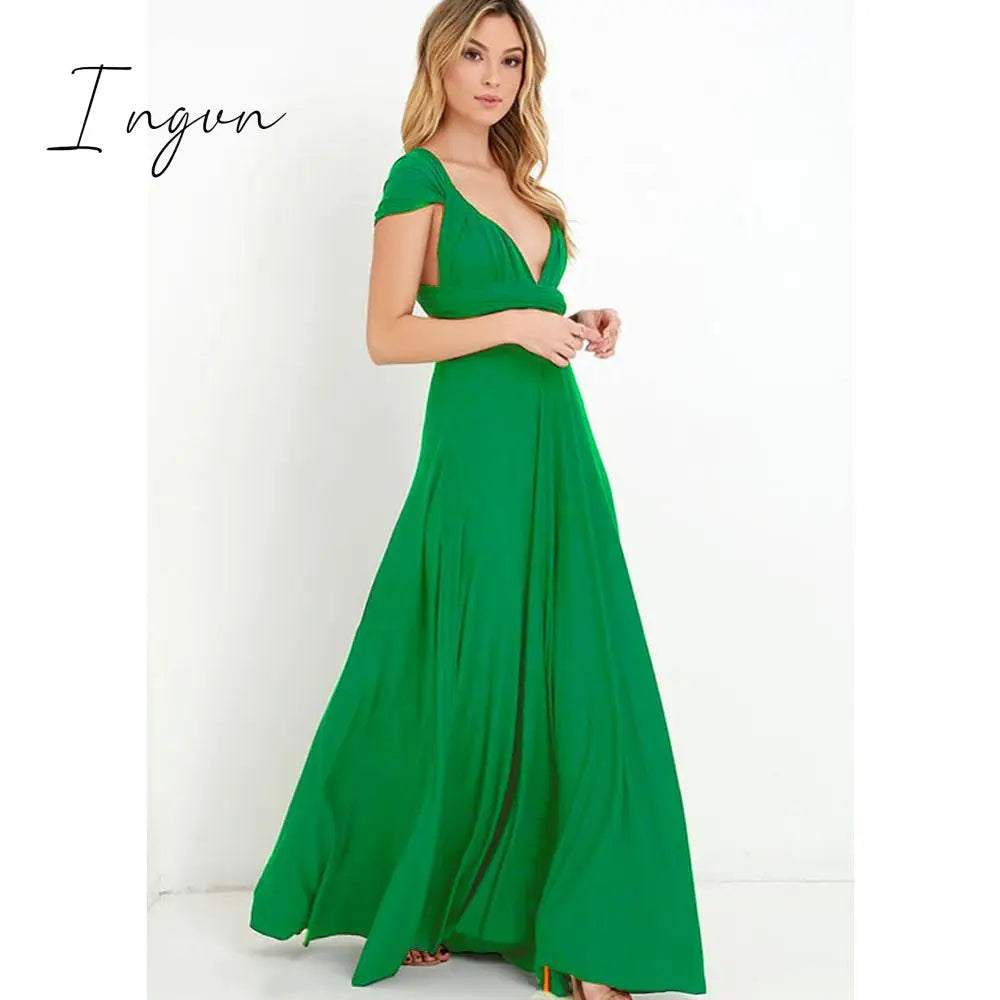 Ingvn - Sexy Women Maxi Dress Red infinity Long Dress Multiway Bridesmaids Convertible Wrap Party Dresses Robe Longue Femme Plus Size