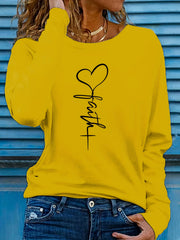 Faithful Favourite Crew Neck T-shirt - Women's Long Sleeve Casual Top for Spring & Fall - Soft, Comfortable, Relaxed Fit, Versatile Wardrobe Essential for Everyday Wear