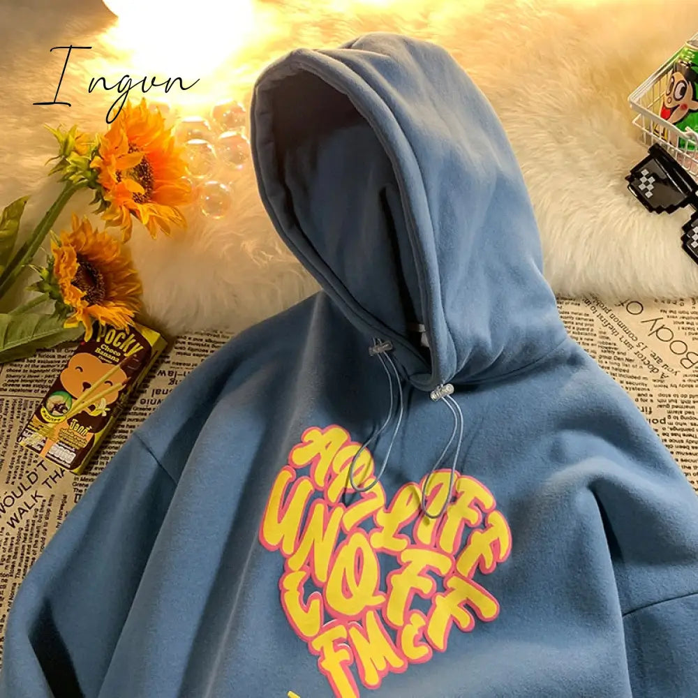 Ingvn - Women Letter Designer Love Y2k Hoodies Female Harajuku Korean Fashion Sweatshirts Girl Vintage Streetwear Hoodie