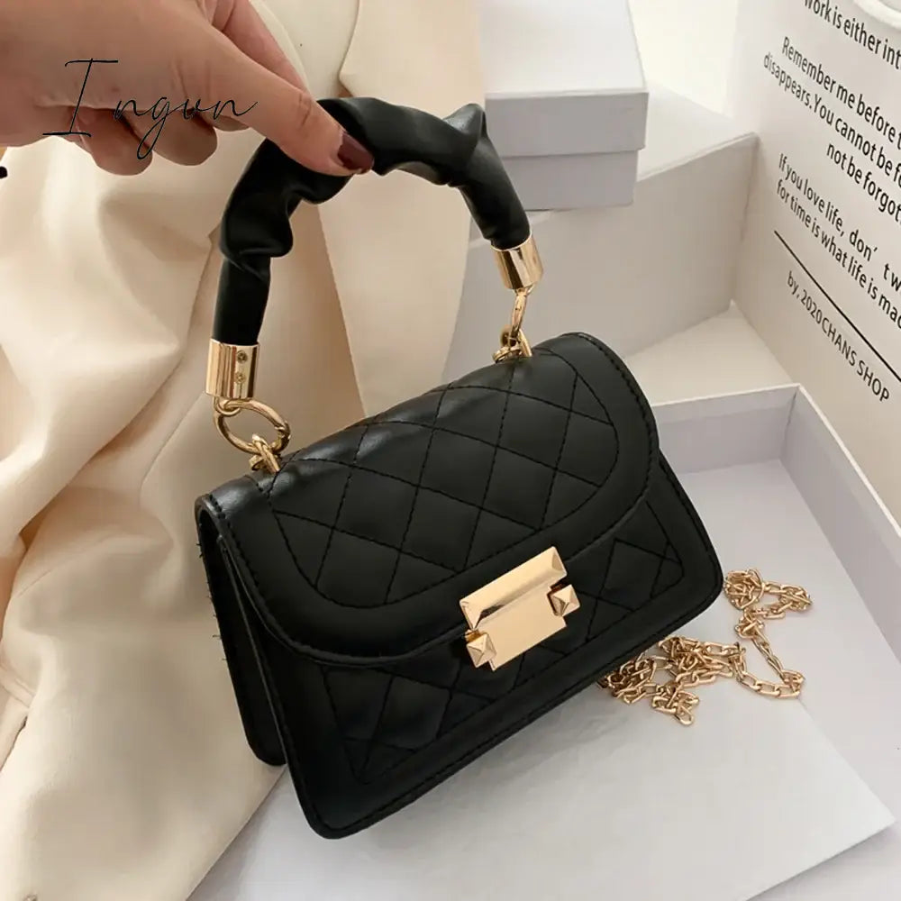 Ingvn - 1Pcs PU Leather Women's Handbags Luxury Designer Female Shoulder Bag 2023 New Fashion Candy Color Small Square Bag Messenger Bag