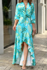 Ingvn - Fashion Sexy Print Pocket V Neck Irregular Dress Dresses(6 Colors)