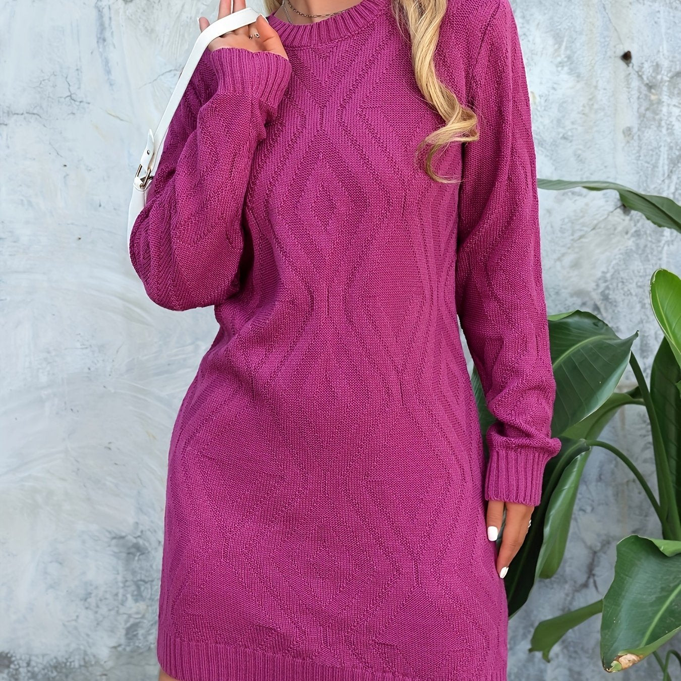 Cozy Fall & Winter Essential: Long Sleeve Bodycon Knit Mini Dress for Women, Casual Crew Neck, Perfect for Cold Weather
