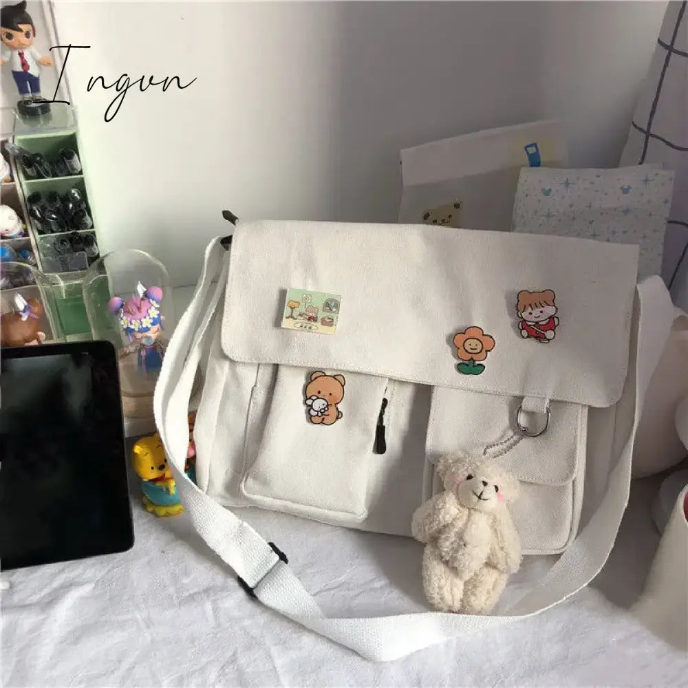 Ingvn - Women Simple Crossbody Bags Cute Casual Satchel Ladies Shoulder Bag Pouch Girls Canvas Cross School Bags Purse