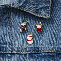 3pcs/set Christmas Gift For Women Men Brooches Enamel Pins Santa Claus Bell Elk Snowflake Xmas Tree Brooch Kids New Year Pin
