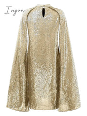 Ingvn - Women‘s Semi Formal Party Dress Sequin Dress Short Mini Dress Silver Gold Sleeveless Pure Color Sequins Split Spring Summer Crew Neck Stylish Elegant 2023 S M L XL XXL