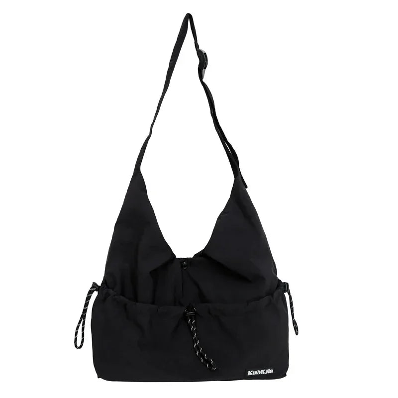 Ingvn  Japan Lightweight Casual Nylon Men Crossbody Bag Women String Tooling Style Tote bag Student Sport Commuter Shoulder Bag