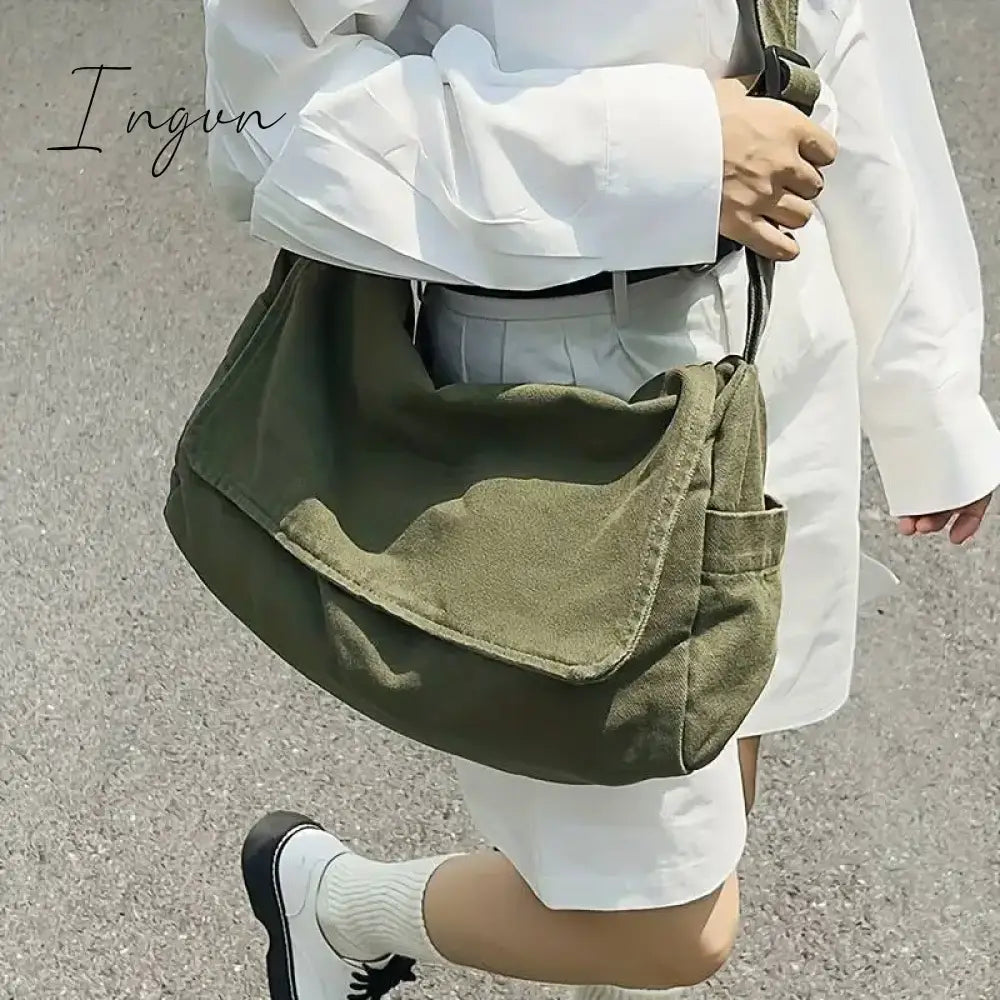 Ingvn - Women's Messenger Bag Vintage Handbag Canvas Teenager Shoulder Tote Bags Casual Handbag Crossbody Handbags