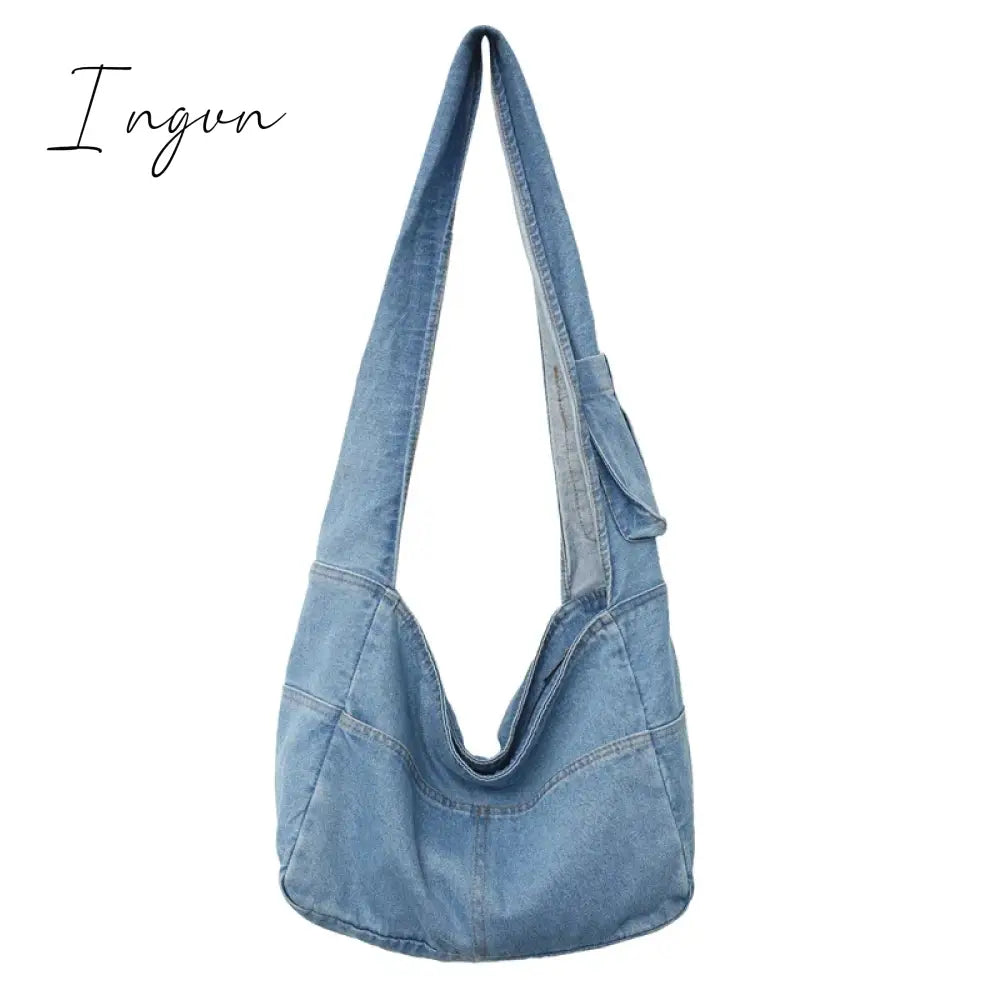 Ingvn - Denim Women's Bag 2024 New Eco Reusable Ladies Handbags Canvas Shopping Travel Shoulder Bags Unisex Jeans Crossbody Bag Shoppers