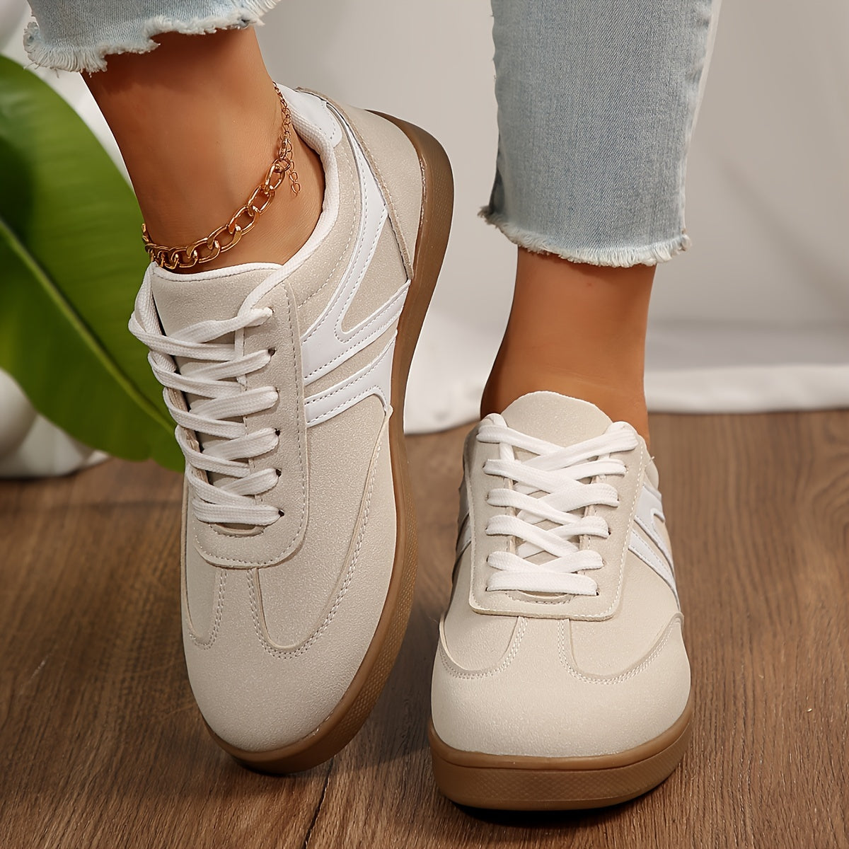 Women's Retro-Inspired Thick Sole Sneakers - Lightweight, Comfortable Lace-Up Running & Casual Shoes with Soft TPR Sole