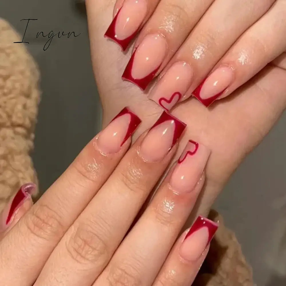 24Pcs French Tip  Press on Nails Short Coffin False Nails Simple Wearable Fake Nails Frosted Full Cover Press on Nail Tips Art
