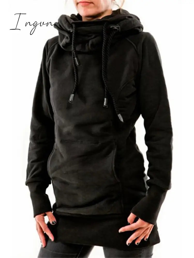 Ingvn - Slim Fit Front Pocket Drawstring Hooded Pullover Sweatshirt