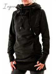 Ingvn - Slim Fit Front Pocket Drawstring Hooded Pullover Sweatshirt