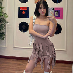 women's clothing spring and summer new tube top tight hip lace tassel sexy sweet and spicy hip dress for women
