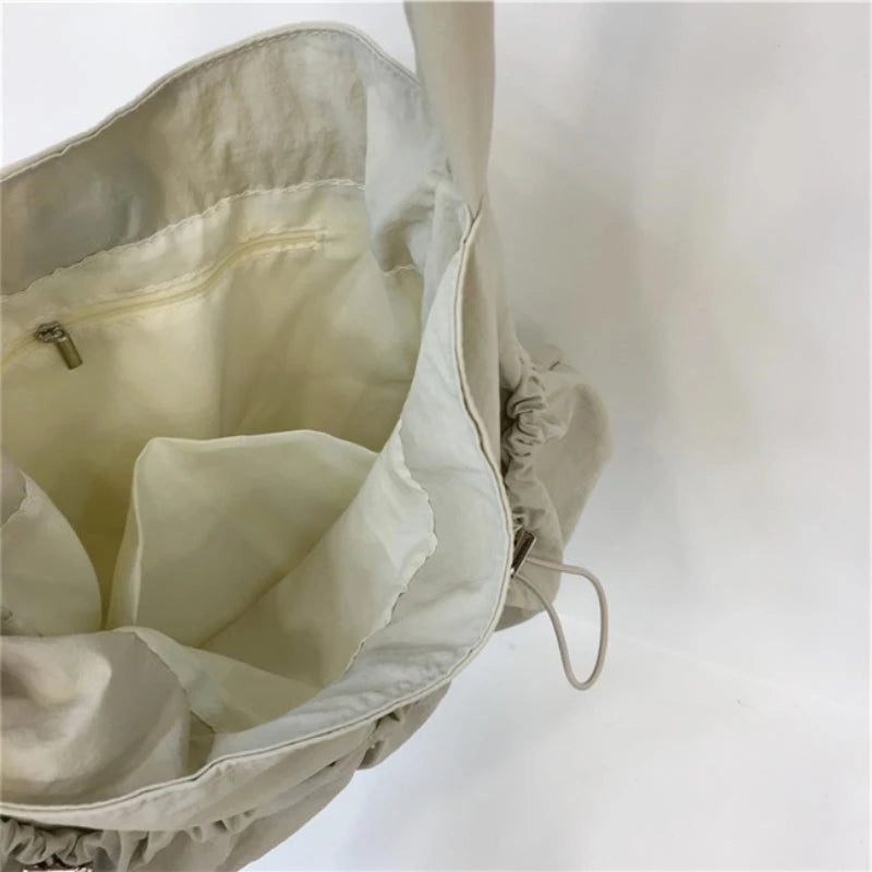 Ingvn  On-Season Korean Style Niche Pleated Crossbody Bag Cloud Bag Casual Lightweight Hundred Shoulder Nylon Cloth Female Tote Bag