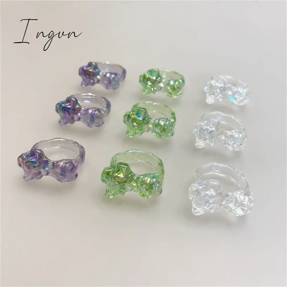 Trend Irregular Colorful Chic Pink Flower Ring for Women Fashion Y2K Cute Resin Ring Statement Aesthetic Jewelry Friend Gifts