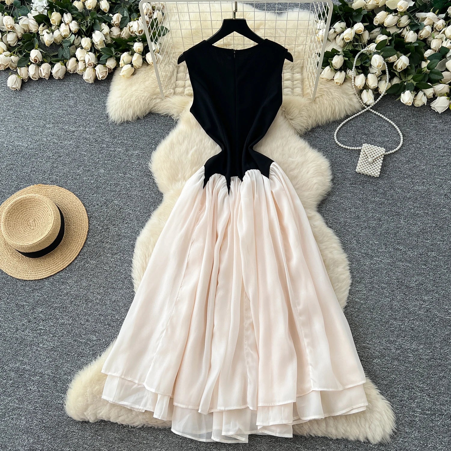 Women Chic Elegant patchwork mesh O-neck Ruched Long dress Sexy Evening Fashion  women clothing