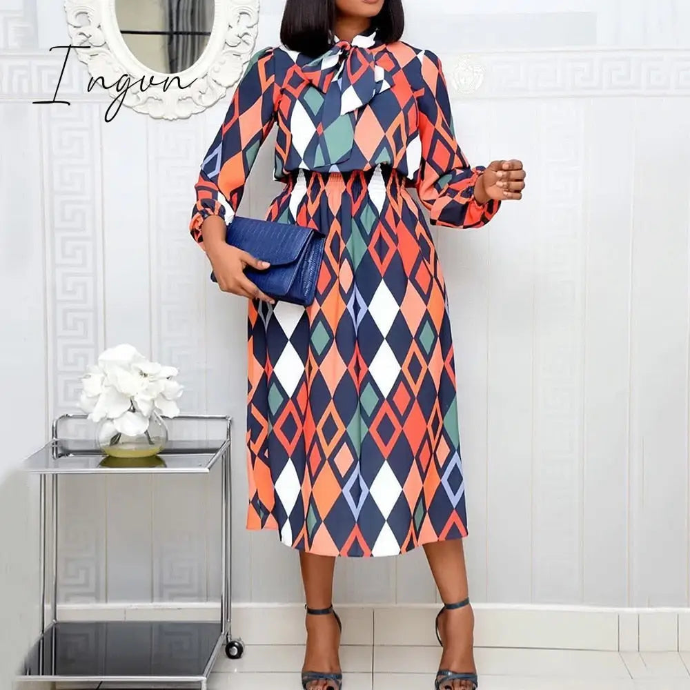 Ingvn - Women Long Maxi Dresses Floral Print Vintage Deep V Neck Sandbeach Holiday Dress Bohemian Vestidos African Sexy Party Dress