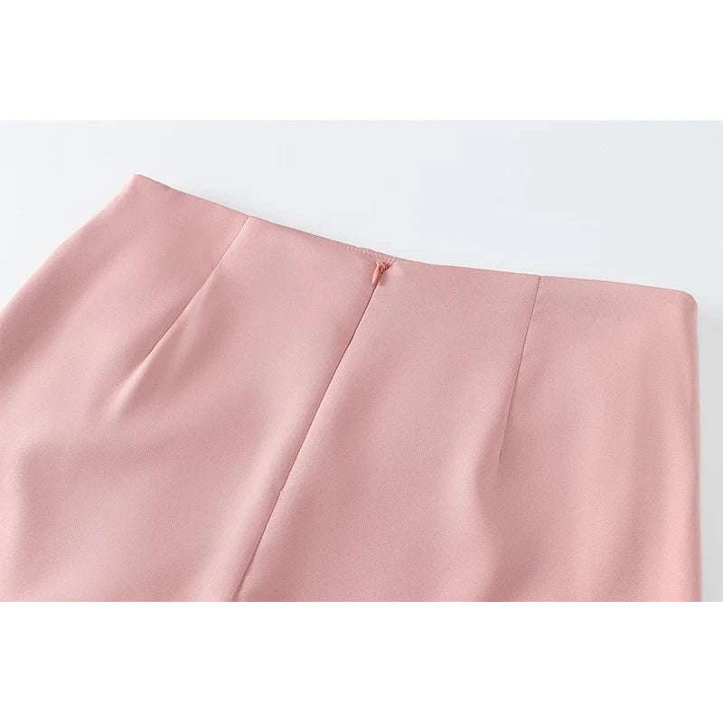 New Women Vintage High Waist Asymmetric Front Pleats Shorts Skirts Elegant Office Skort