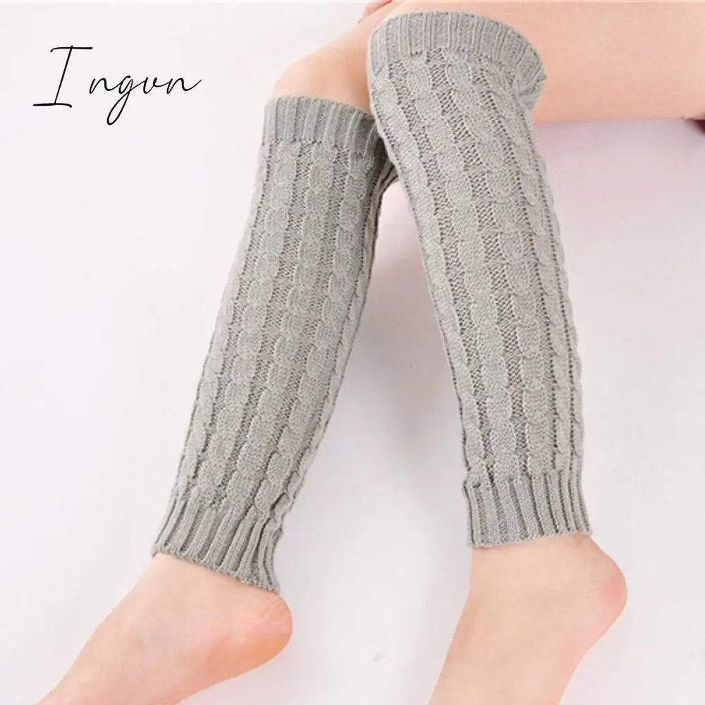 Ingvn - Lolita Leg Warmers Women Warm Winter Knit Foot Cover Crochet Knee Socks Warm Boot Cuffs Beenwarmers Japanese Long Socks
