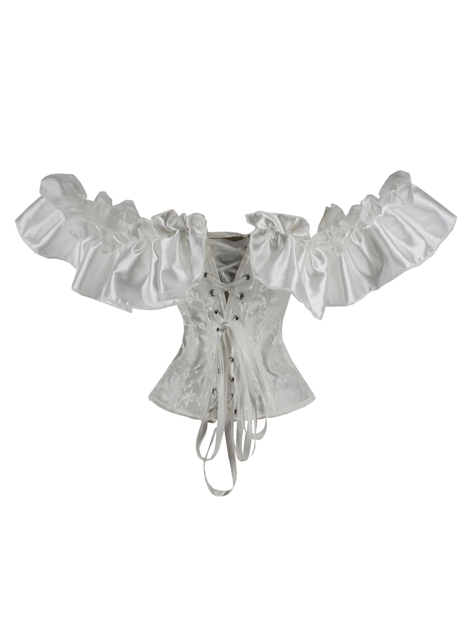 Elegant Black Ruffle Sleeve Corset Top – Chic Lace-Up & Stretch Bustier, Polyester Shapewear with Exaggerated Ruffle Detail for Women