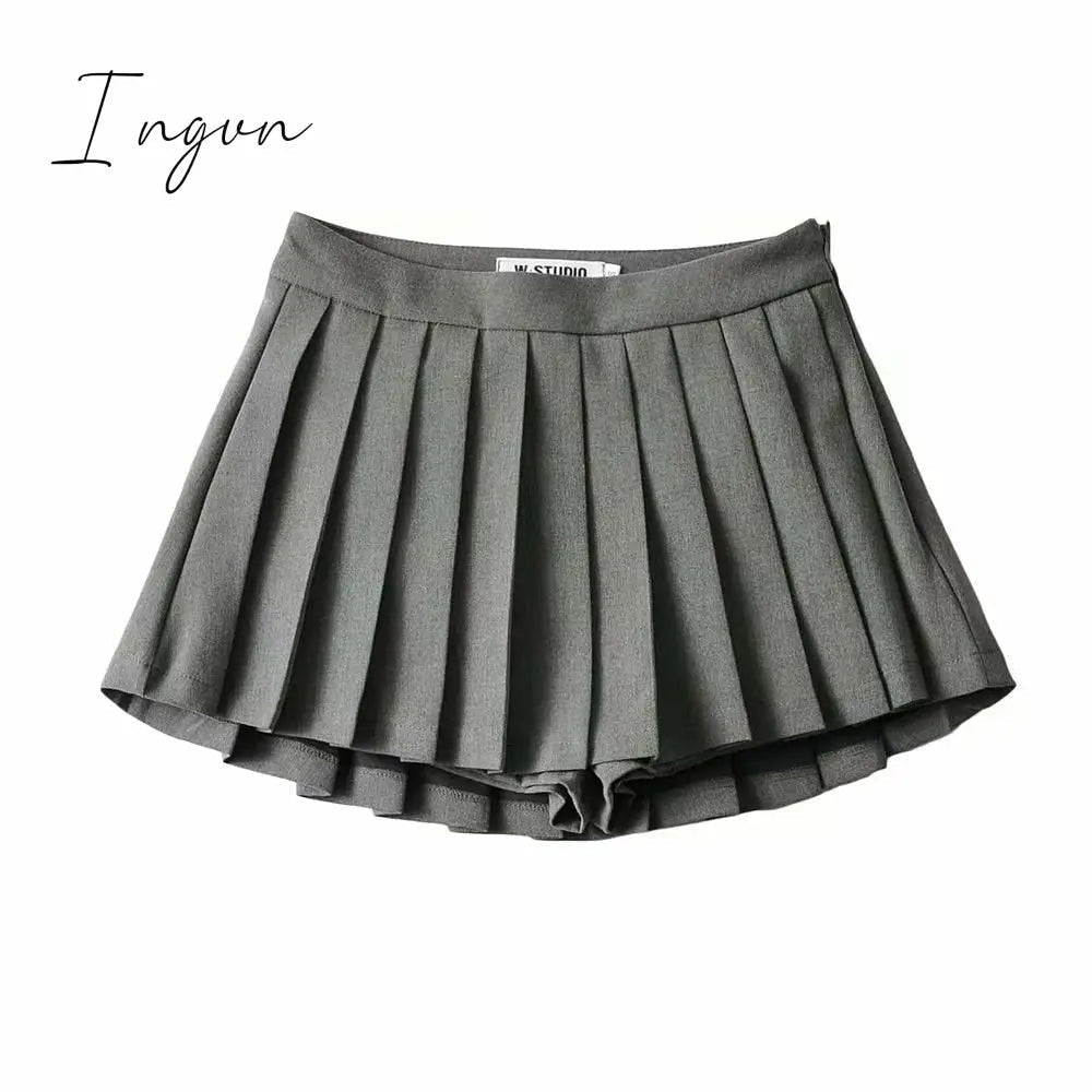 Ingvn - Summer High Waist Skirts Womens Sexy Mini Skirts Vintage Pleated Skirt Korean Tennis Skirts Short White Black