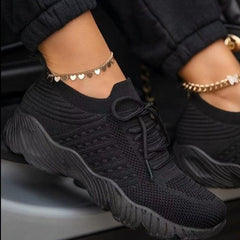 Women Sneakers Lightweight Knitted Shoes Women Casual Flats Shoes Plus Size Female Tennis Shoes Non-Slip Women Sport Shoes